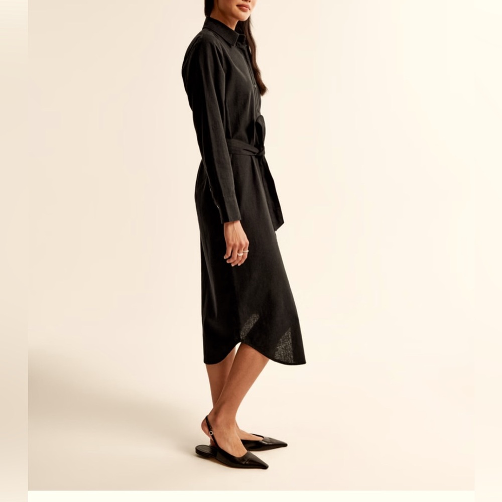 Abercrombie Linen-Blend Midi Shirt Dress Size Small